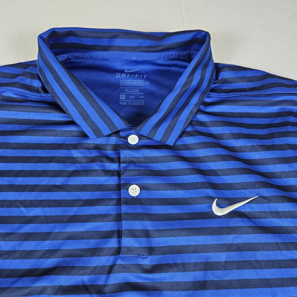 Nike Logo Polo Shirt Men XXL Stripe Dri-Fit Stretch Golf Performance CU9858 Logo